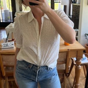 Ba&sh white cotton eyelet blouse